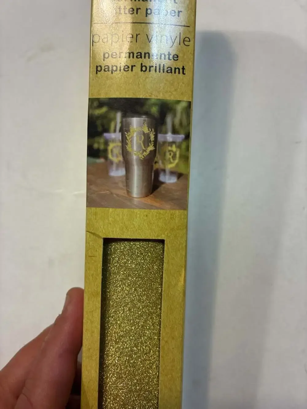 Crafter's Square Permanent Glitter Vinyl Paper, Gold, 12 in. x 48 in.